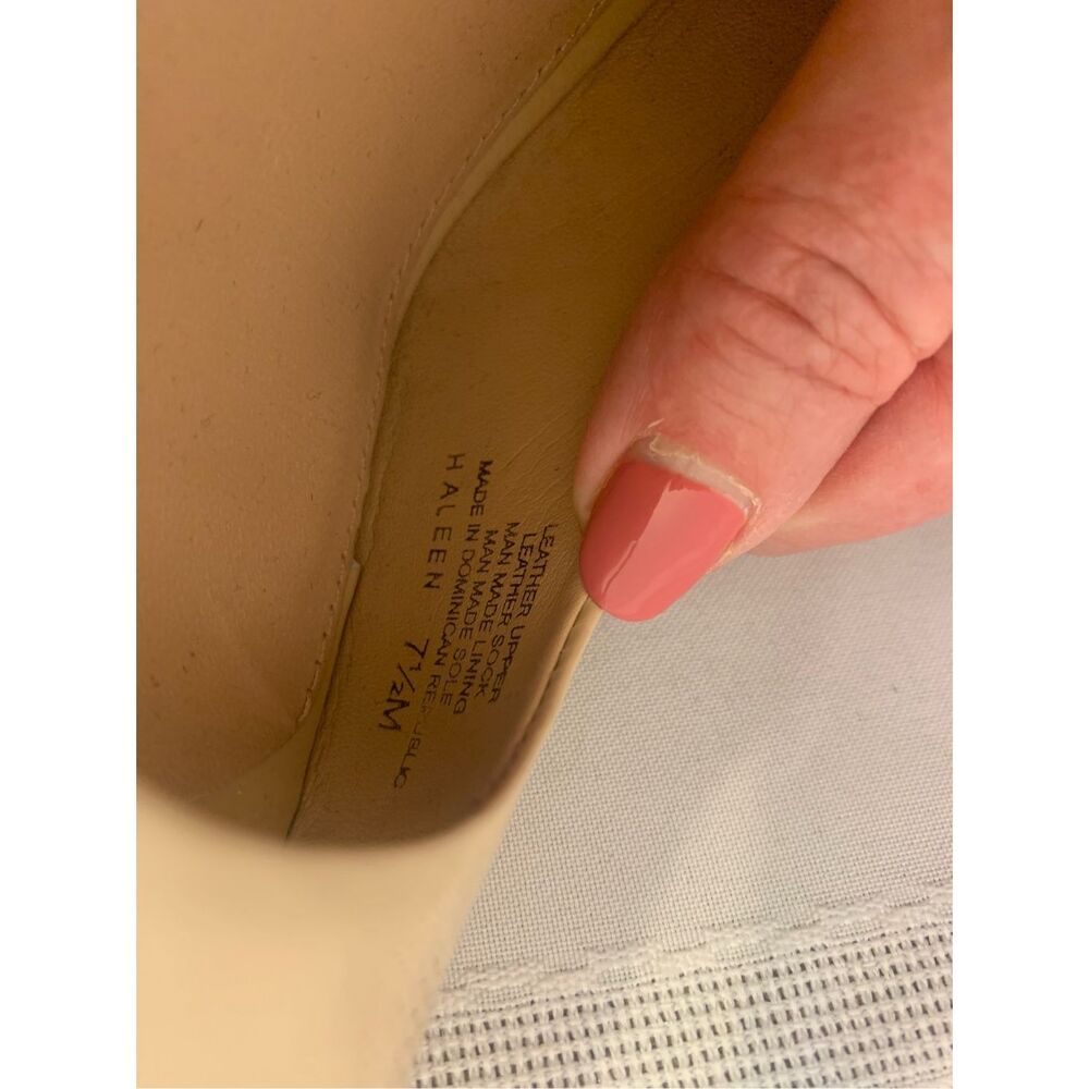 ANTONIO MELANI SLINGBACK PUMP OFFICE SIREN NUDE LEATHER PEEP TOE PLATFORM SZ 7.5 - Picture 11 of 12